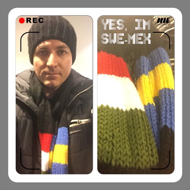 My Mom is keeping me warm :)In My colors. :) swedish - mexican! Thanks mom