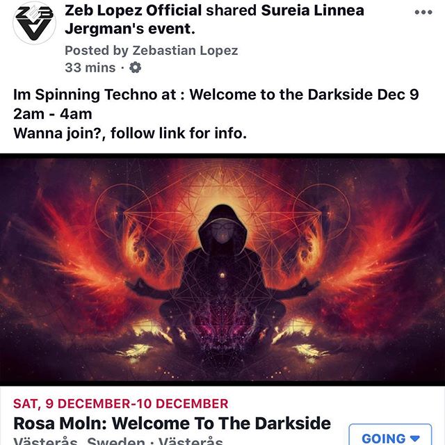 Spinning Techno  next weekend! 2am- 4am  at Welcome to the darkside!! VASTERAS , Sweden!  @djzebofficial @technohearts @technohearts_records @bokaljud.nu